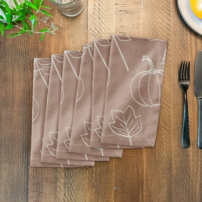 Dusty Rose Fall Pattern Cotton Twill Napkin