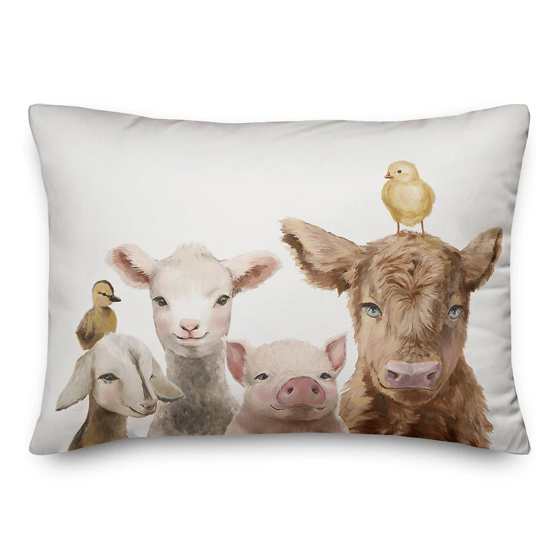 Baby Farm Animals 20" x 14" Indoor/Outdoor Pillow