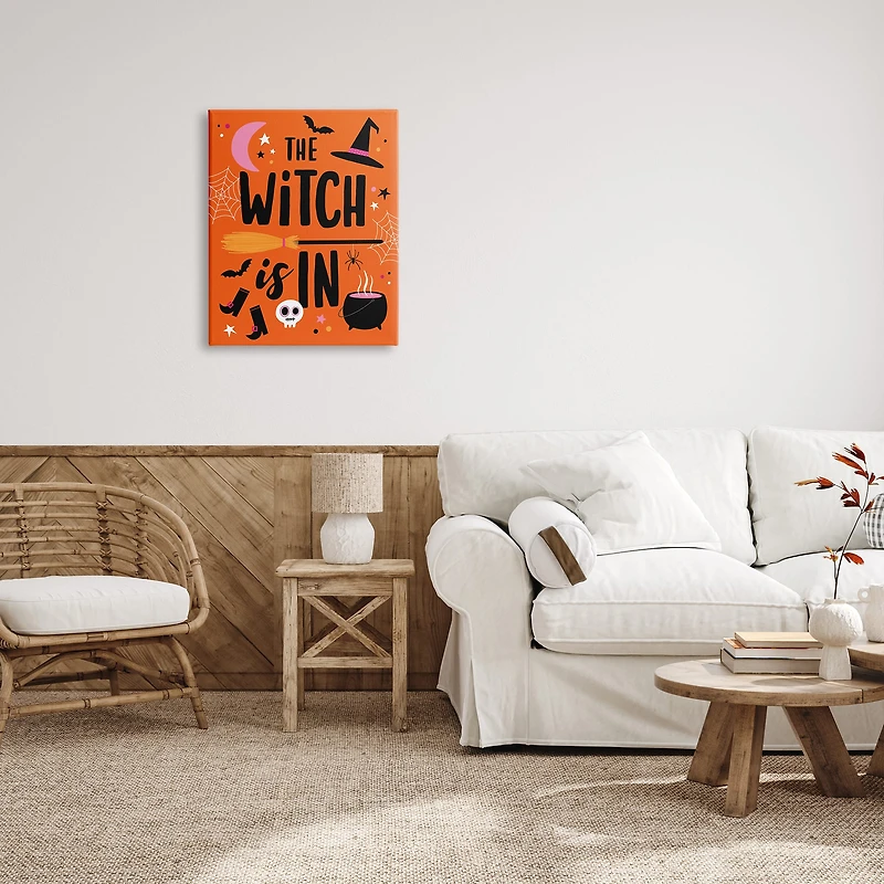 Stupell Industries Witch Is In Bold Cauldron Phrase Canvas Wall Art