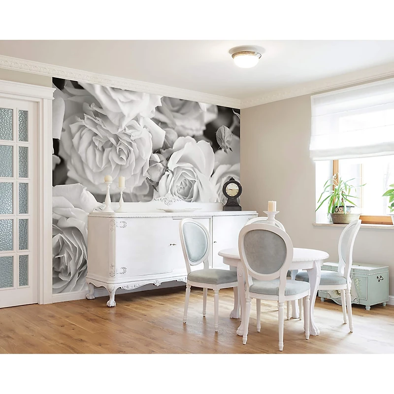 Ohpopsi Gray Petals Wall Mural