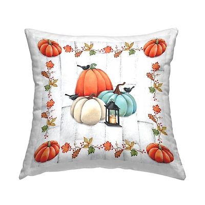 Stupell Industries Pumpkins & Crows Seasonal Leaves Decorative Printed Throw Pillow