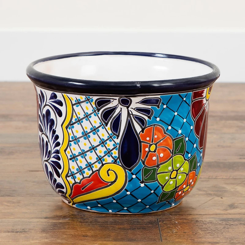 12.5" Handmade Mexican Talavera Ceramic Planter