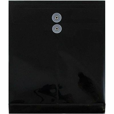 JAM Paper 9.75" x 13" Black Plastic Button String Open End Envelopes, 108ct.