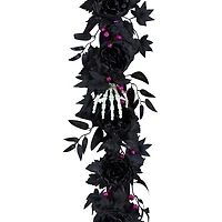 6ft. Bad to the Bone Skeleton Hand & Flower Halloween Pre-Lit LED Garland