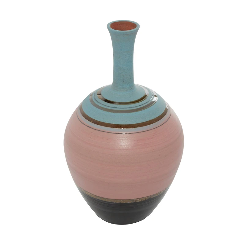 Pink Ceramic Contemporary Vase 15" x 9" x 9"
