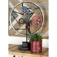 23" Gray Metal Industrial Gears Sculpture