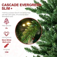 7.5ft. Pre-Lit Slim Fir Christmas Tree Kit with Ornaments, Tree Skirt & Santa Figurine