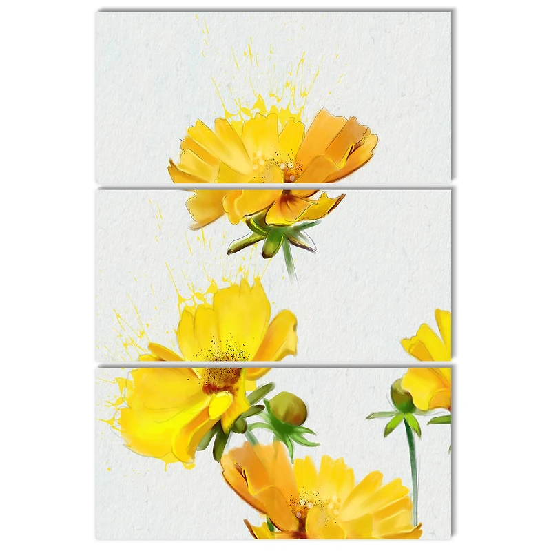 Designart - Beautiful Yellow Flowers on White