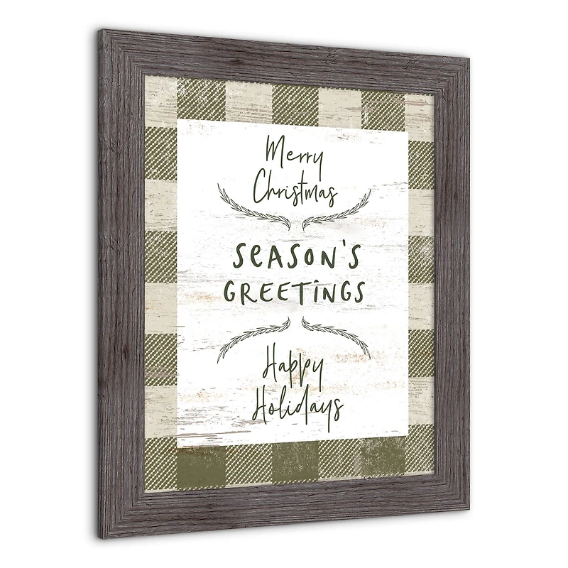Buffalo Check Holiday Phrases Print in Western Gray Frame