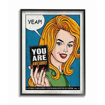 Stupell Industries You Are Awesome Vintage Comic Book Black Framed Wall Art