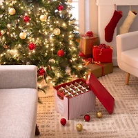 Simplify 15.4" Christmas 60 Ornament Storage Tote Bin with Straps
