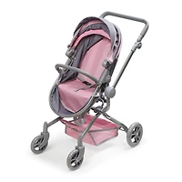 Badger Basket Gray & Pink Daydream Multi-Function Single Doll Pram & Stroller