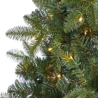 6ft. Pre-Lit Grand Teton Spruce Flat Back Artificial Christmas Tree with Clear LED Lights