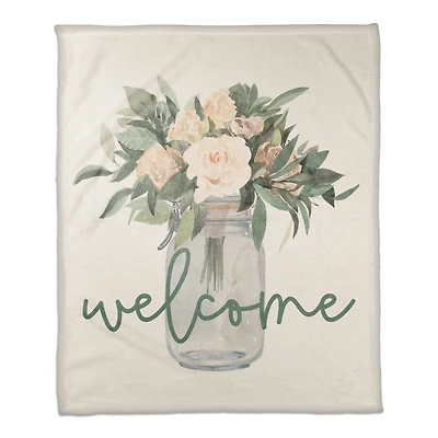 Welcome Jar of Flowers Fleece Blanket