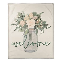 Welcome Jar of Flowers Fleece Blanket