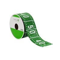 1.5" x 6.6yd. Football Field Wired Faux Linen Ribbon by Celebrate It™ Tailgate