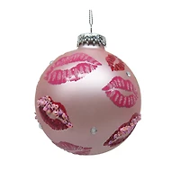 4" Pink Merry Kissmas Glass Ball Ornament by Ashland®
