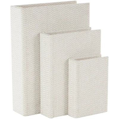 Cream Fabric Storage Book Box Set