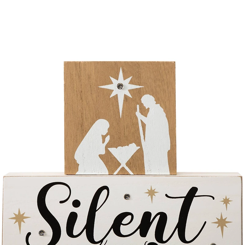 Glitzhome® 12" LED Lighted Nativity Block Word Sign