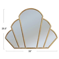 Hello Honey® 33" Antique Gold Finish Modern Scallop Shaped Metal Wall Mirror