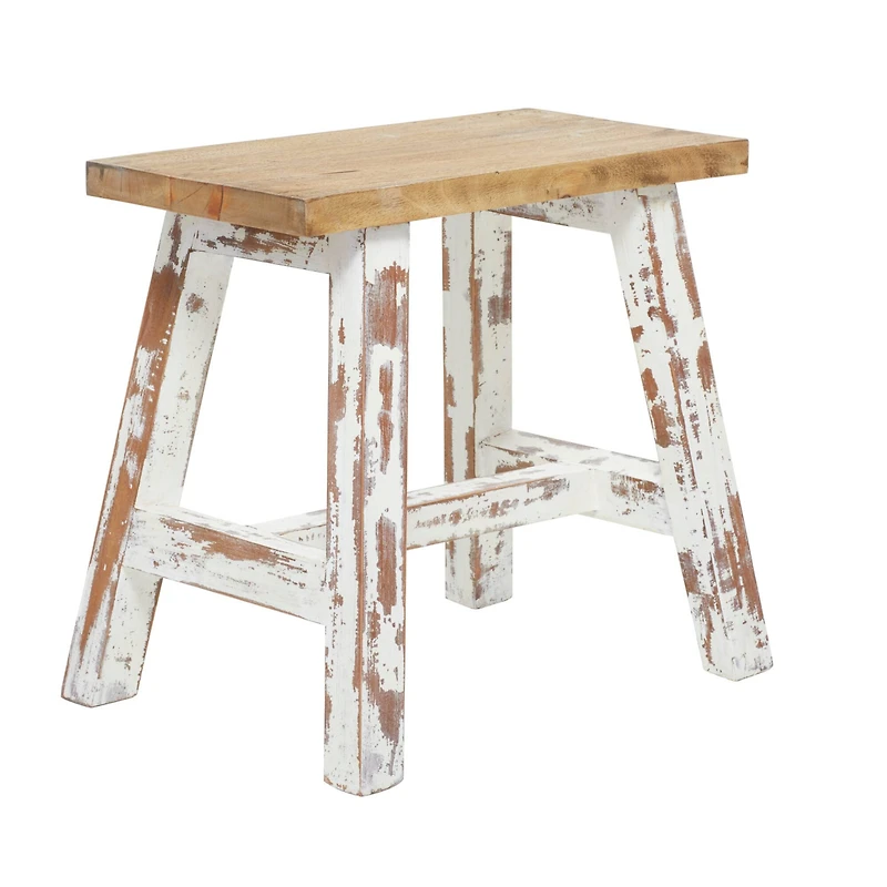 Brown & White Wood Farmhouse Bench