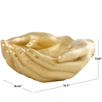 16.5" Gold Polystone Open Hands Sculpture Décor