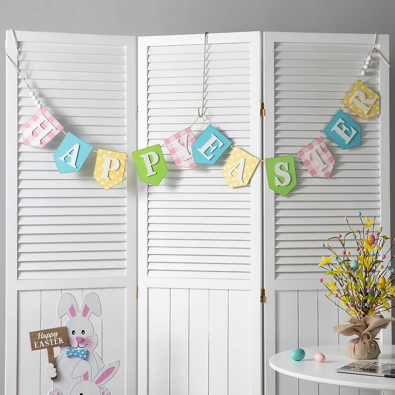 Glitzhome® 6.5ft. Wooden Happy Easter Garland