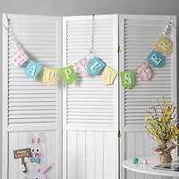 Glitzhome® 6.5ft. Wooden Happy Easter Garland