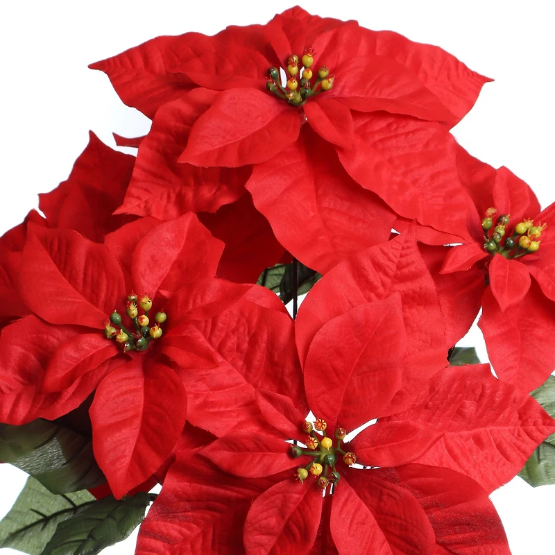 19" Deluxe Water-Resistant Red Poinsettia Bush by Ashland®