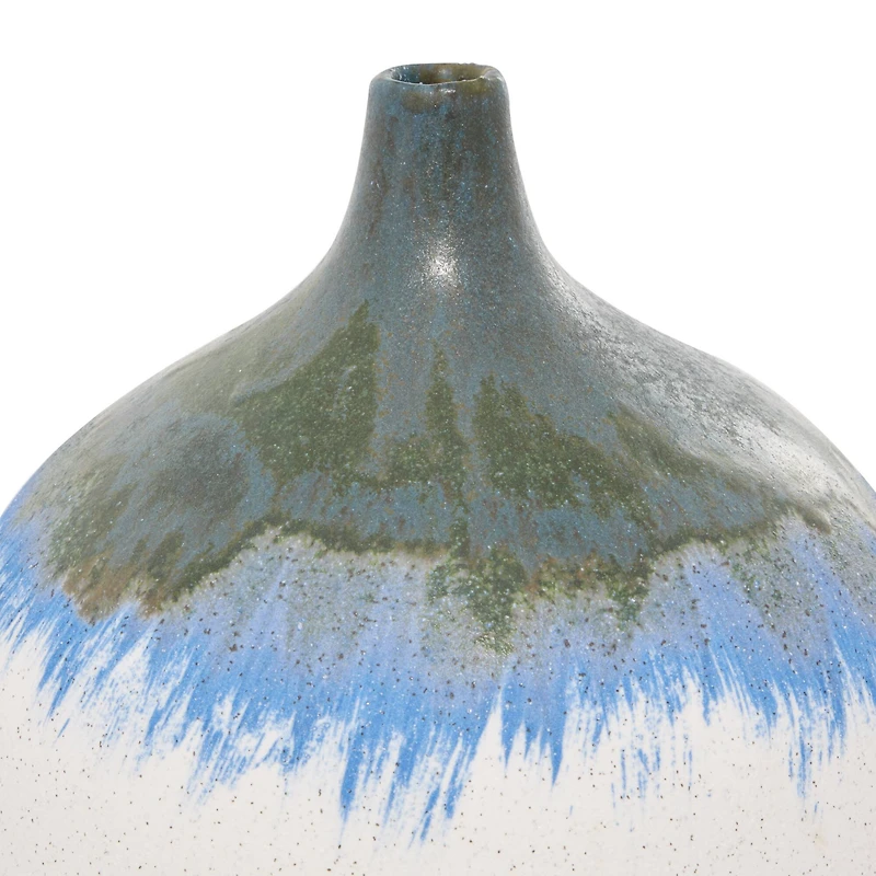 White Ceramic Contemporary Vase, 10" x 9" x 9"