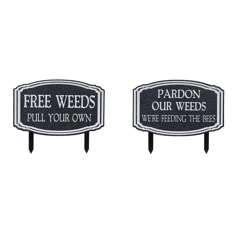 15.5" Metal Garden Weeds Stake Signs Set