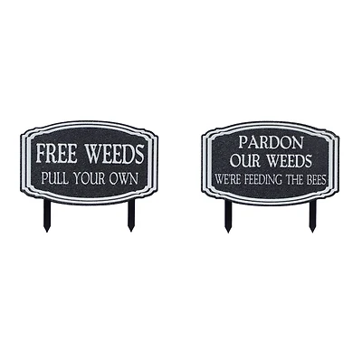15.5" Metal Garden Weeds Stake Signs Set