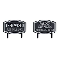 15.5" Metal Garden Weeds Stake Signs Set