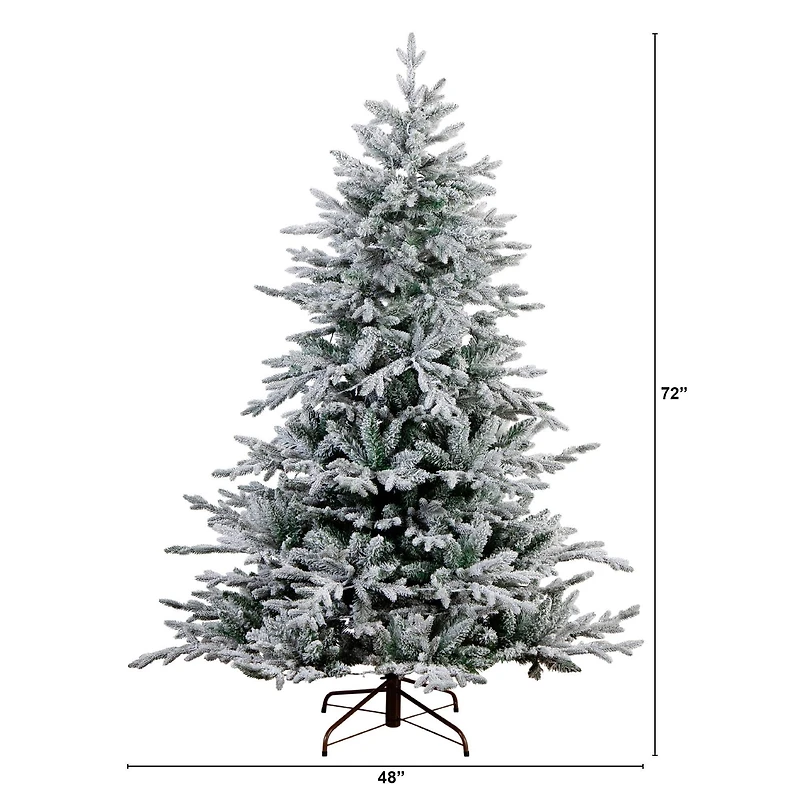 6ft. Pre-Lit Fraser Fir Flocked Artificial Christmas Tree with Instant, Warm White LED Lights