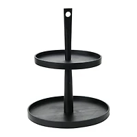 Hello Honey® 18" Black Wood 2-Tier Decorative Tray