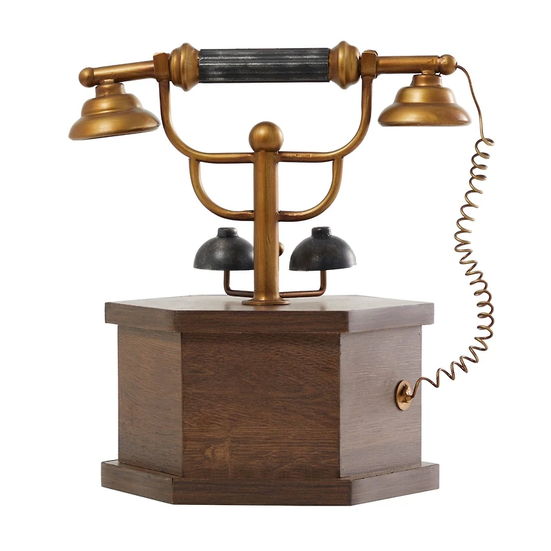 12.5" Antique Rotary Style Telephone Tabletop Décor