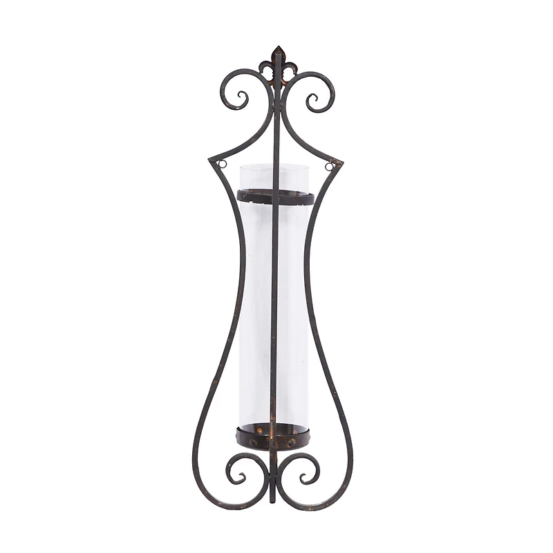 31" Black Iron Traditional Candle Wall Sconce