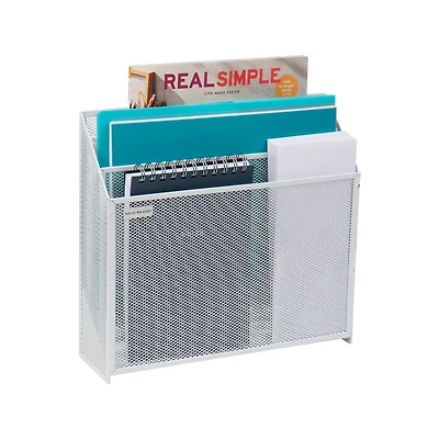 Mind Reader Network Collection White Metal Mesh 3-Tier Letter Size Vertical File Storage Basket