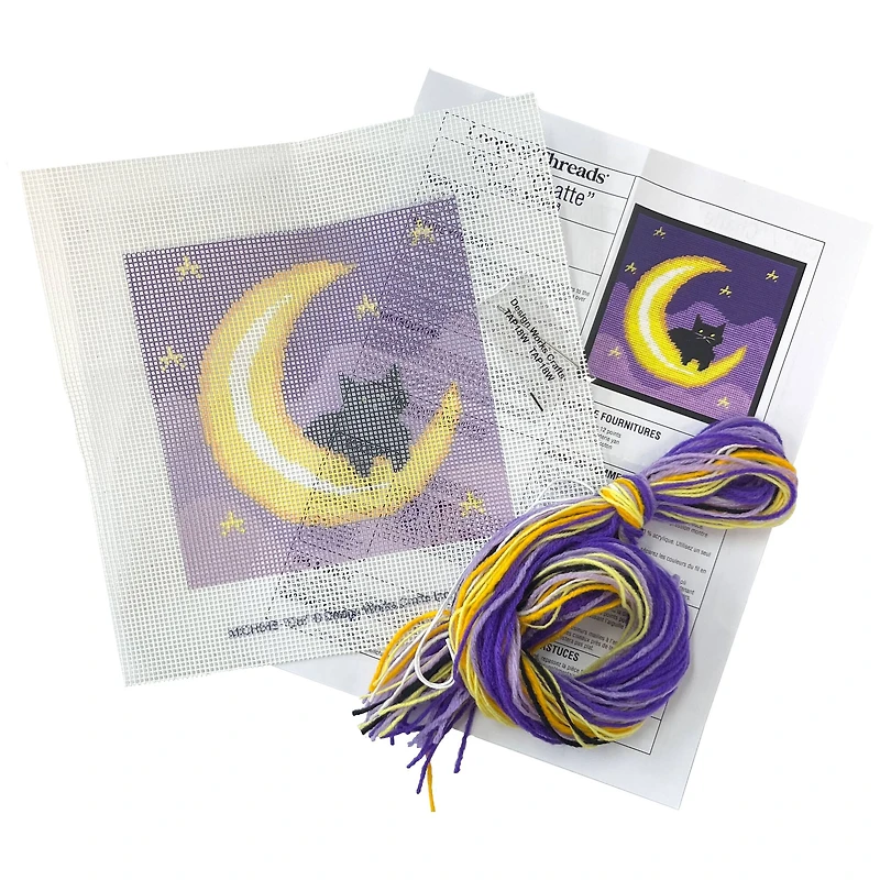 6" x 6" Cat & Moon Needlepoint Kit by Loops & Threads®