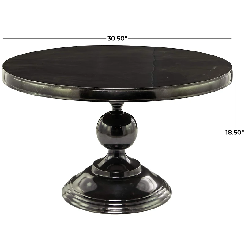 Black Aluminum Coffee Table with Pedestal Base 31" x 31" x 19"