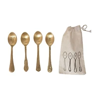 Hello Honey® 5.5" Brass Spoons with Engraved Saying Set