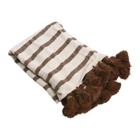 Hello Honey® Brown Wide Striped Cotton Throw Blanket with Tassels