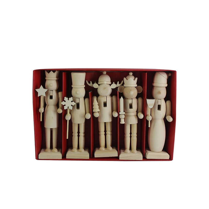 6" Whimsical 5 Piece DIY Pinewood Nutcracker Set by Make Market®