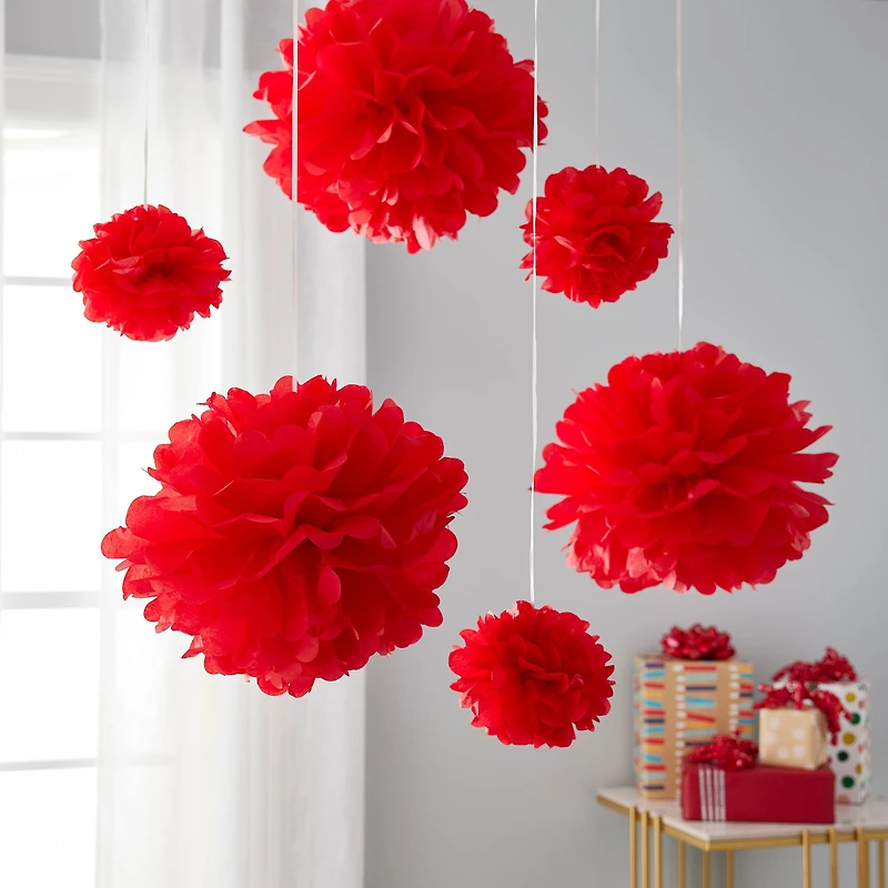 12 Packs: 6 ct. (72 total) Red Paper Pom Poms by Celebrate It™