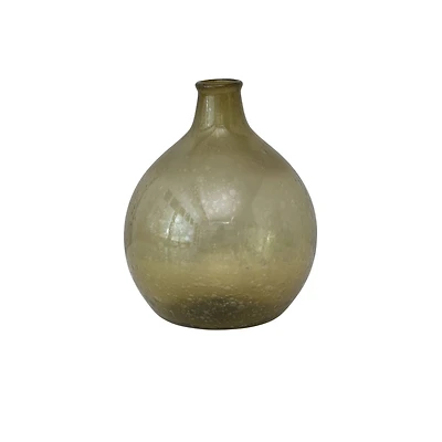 Hello Honey® 7" Olive Green Hand Blown Glass Vase