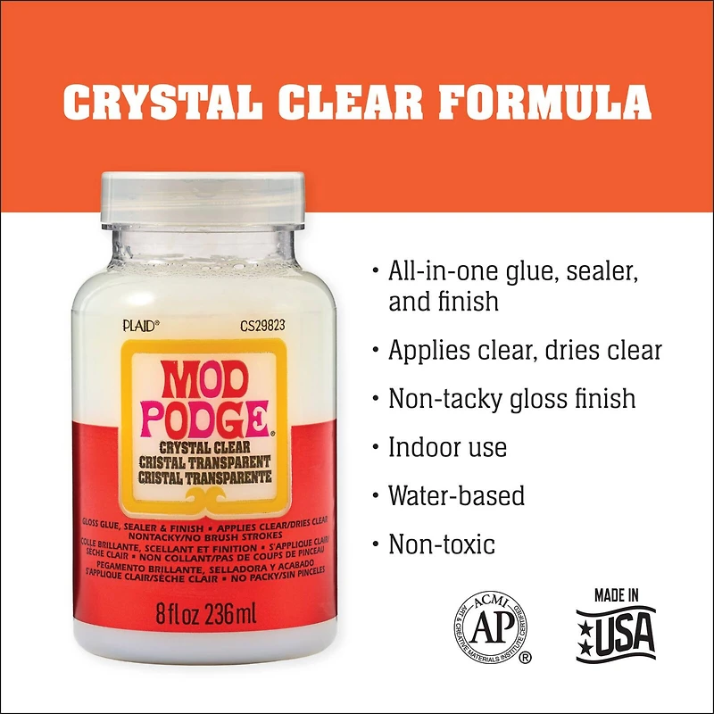 Mod Podge® 8oz. Crystal Clear Gloss Glue, Sealer & Finish