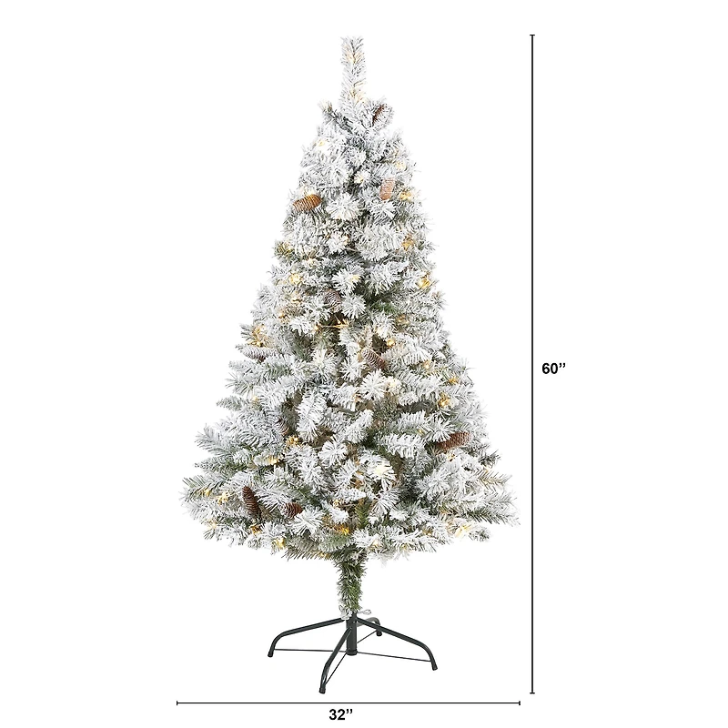 5ft. Pre-Lit White River Mountain Pine Artificial Christmas Tree, Clear LED Lights
