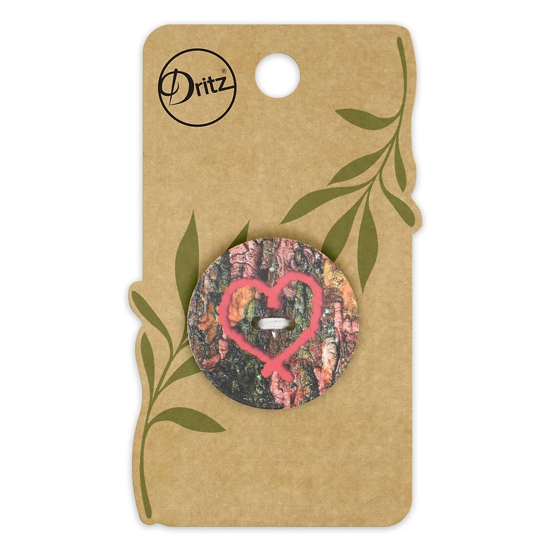 Dritz® 30mm Red Sustainable Coconut Round Heart Button, 3ct.