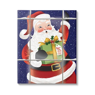 Stupell Industries Vintage Jolly Santa Window Canvas Wall Art