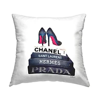 Stupell Industries Glam Fashion Book Set Stud Pump Heels Throw Pillow 18" x 18"